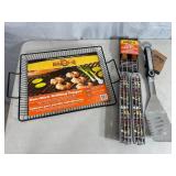 New BBQ Cooking Accessories, Grill Topper, Spatula, Kabob Rack
