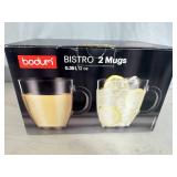 New Bodum 2 Piece Set Bistro Double Wall Thermo Cups - 12 oz
