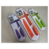 3 New Ceramic Coated Kitchen Knives with Sleeves