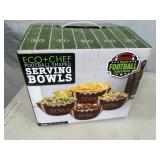 New 4 pc Football Shaped Serving Bowls