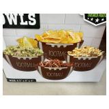 New 4 pc Football Shaped Serving Bowls