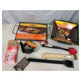 Assorted BBQ Grilling Accessories, Grill Toppers, Tablecloth, Brushes, and More