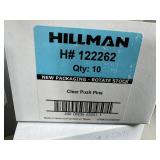 100 New Packs of Hillman Push Pin Tacks - Clear - 1600 Total