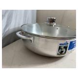 New 6.7 qt Aluminum Caldero Pan with Glass Lid