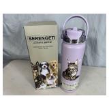 New Serengeti Vacuum Insulated Stainless Steel Water Bottle - Maine Coon Cat