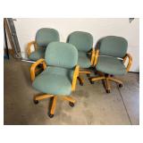 4 Rolling Chairs with Cushion Seats and Arm Rests