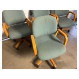 4 Rolling Chairs with Cushion Seats and Arm Rests