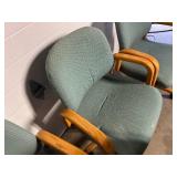 4 Rolling Chairs with Cushion Seats and Arm Rests