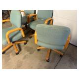 4 Rolling Chairs with Cushion Seats and Arm Rests