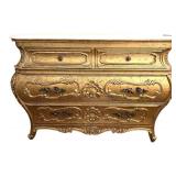 Gilded Rococo Bombe Chest With Marble Top & Ormolu Accents #2