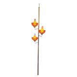 Three-Arm Vintage Tension Pole Floor Lamp with Orange Diamond-Cut Plastic Shades