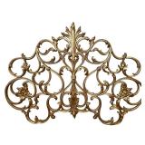 Ornate Gold-Tone Metal Wall Panel With Scrollwork