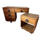 Kroehler Oak Desk & Matching Cabinet - Two-Piece Set