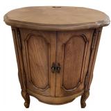 Vintage Wood Round Cabinet With Double Doors & Claw Feet
