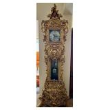 Vintage Hertz Ornate Gilded Floor Clock with Pendulum & Roman Dial