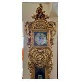 Vintage Hertz Ornate Gilded Floor Clock with Pendulum & Roman Dial