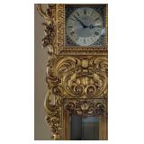 Vintage Hertz Ornate Gilded Floor Clock with Pendulum & Roman Dial