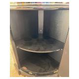 Black Lacquer Mother of Pearl Oriental Corner Cabinet