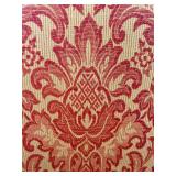 Antique Carved Wood Settee & Red Damask Upholstery