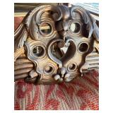 Louis XV Style Carved Wood Armchair & Damask Upholstery