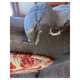 Louis XV Style Carved Wood Armchair & Damask Upholstery