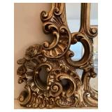 Baroque-Style Gilded Console Mirror with Ornate Carved Frame