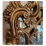 Baroque-Style Gilded Console Mirror with Ornate Carved Frame