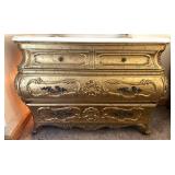 Gilded Rococo Bombe Chest With Marble Top & Ormolu Accents #1