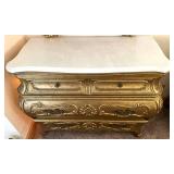 Gilded Rococo Bombe Chest With Marble Top & Ormolu Accents #1