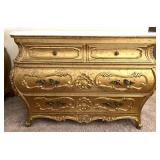 Gilded Rococo Bombe Chest With Marble Top & Ormolu Accents #2