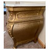 Gilded Rococo Bombe Chest With Marble Top & Ormolu Accents #2