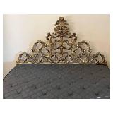 Ornate Gold-Tone Metal Headboard Bed Frame & Slumbercrest Queen Mattress