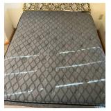 Ornate Gold-Tone Metal Headboard Bed Frame & Slumbercrest Queen Mattress