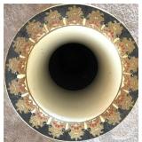 Large Chinese Porcelain Vase with Gold Floral Motifs & Ornate Border