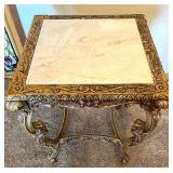 Ornate Baroque Gilt Side Table with Marble Top