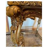 Ornate Baroque Gilt Side Table with Marble Top