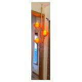 Three-Arm Vintage Tension Pole Floor Lamp with Orange Diamond-Cut Plastic Shades