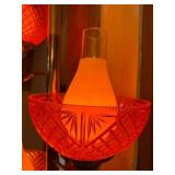 Three-Arm Vintage Tension Pole Floor Lamp with Orange Diamond-Cut Plastic Shades