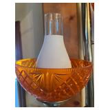 Three-Arm Vintage Tension Pole Floor Lamp with Orange Diamond-Cut Plastic Shades