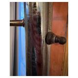 Three-Arm Vintage Tension Pole Floor Lamp with Orange Diamond-Cut Plastic Shades