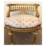 Pair Of Gilded French-Style Armchairs With Tufted Cream Upholstery #1