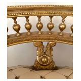 Pair Of Gilded French-Style Armchairs With Tufted Cream Upholstery #1