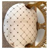 Pair Of Gilded French-Style Armchairs With Tufted Cream Upholstery #1