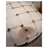 Pair Of Gilded French-Style Armchairs With Tufted Cream Upholstery #1