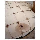 Pair Of Gilded French-Style Armchairs With Tufted Cream Upholstery #1