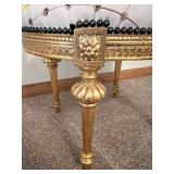 Pair Of Gilded French-Style Armchairs With Tufted Cream Upholstery #1