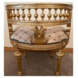 Pair Of Gilded French-Style Armchairs With Tufted Cream Upholstery #1