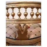 Pair Of Gilded French-Style Armchairs With Tufted Cream Upholstery #1
