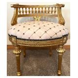 Pair Of Gilded French-Style Armchairs With Tufted Cream Upholstery #1
