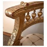 Pair Of Gilded French-Style Armchairs With Tufted Cream Upholstery #1